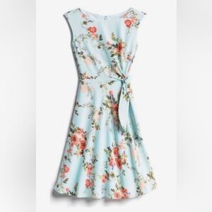 Tahari ASL  Wrap Tie Front Midi Dress Tahari Floral Sky Blue Dress Size 8